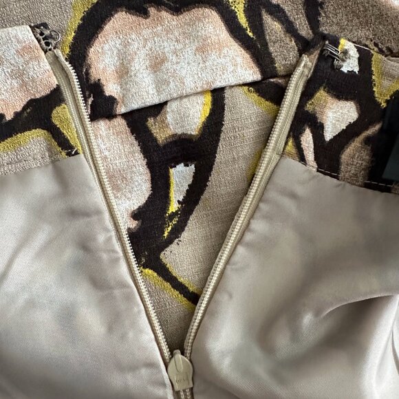 Ann Taylor Women's 6 Brown/Tan Floral Cotton Midi Lined Straight/Pencil Skirt - Picture 7 of 12